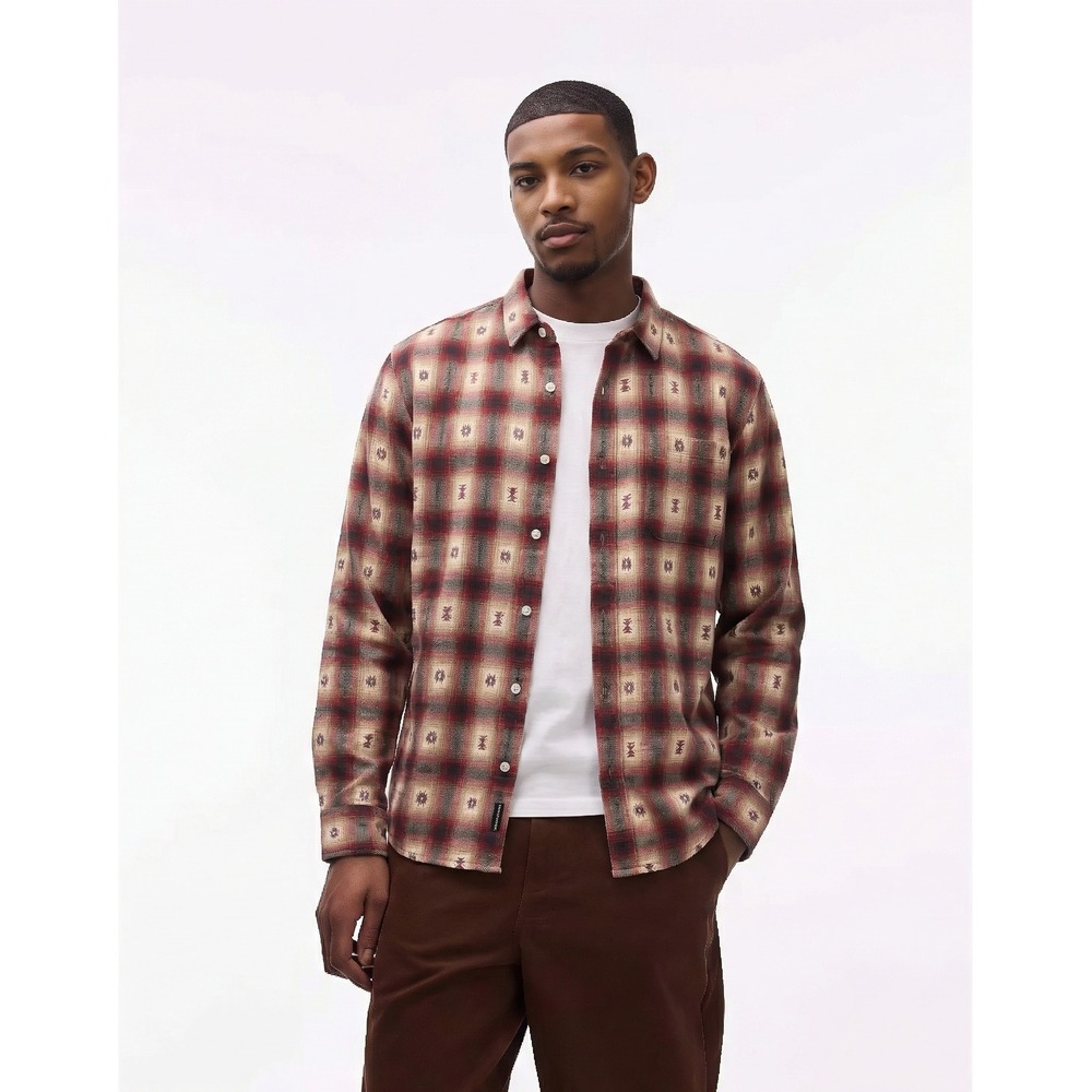 ASOS Mens Southwestern Aztec Plaid Flannel Pearl Snap Button Shirt Size Medium